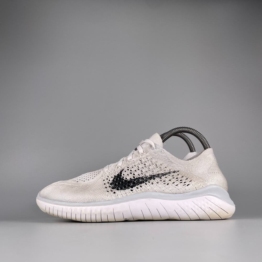 Nike Free RN Flyknit 2018 Women's 8 White Platinum Running Athletic Sneakers GUC